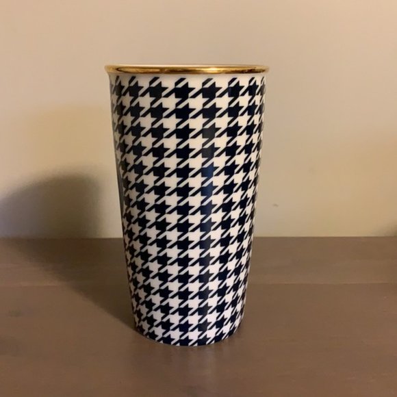 Starbucks Blue, White, and Gold Houndstooth Ceramic To Go Cup - Picture 8 of 10